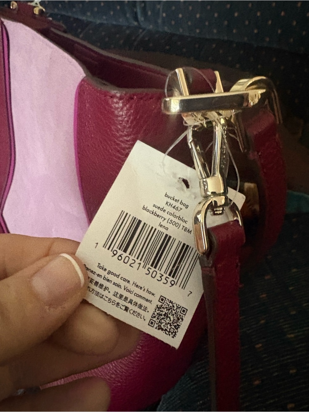 Stunning Kate spade bag pink suede and burgundy leather.